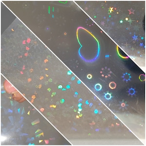 Feuille A4 de film de recouvrement auto-adhésif transparent holographique à 4 motifs - Film de stratification à froid holographique en vinyle pour autocollant et étiquette