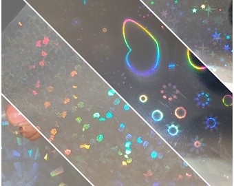 4 Pattern Holographic Transparent Self Adhesive Overlay Film A4 Sheet - Vinyl Holographic Cold Lamination Film for Sticker and Label