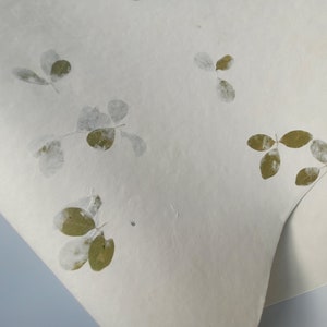 20" x 30" Green leaf embossed Handmade White Color Paper Card Stock - A1 Himalayan Handmade Paper