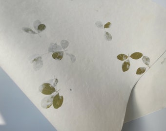 20" x 30" Green leaf embossed Handmade White Color Paper Card Stock - A1 Himalayan Handmade Paper