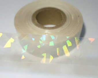 Broken Glass Holographic Transparent Washi Masking Decorative Reflective Tape 3/4&quot; x 40 Feet