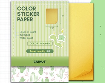 Golden Self Adhesive Vinyl Sticker Paper - Golden sticker/Adhesive Sheets/Waterproof Paper/A4