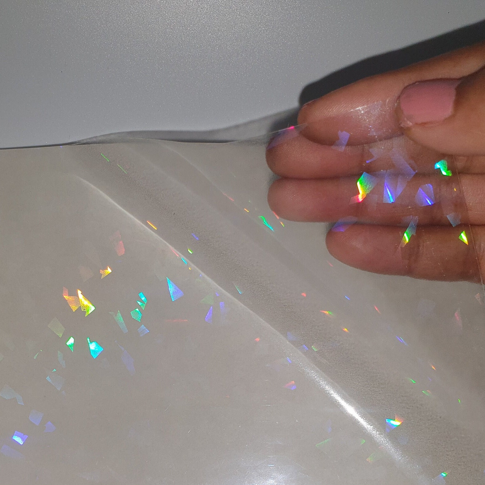 Broken Glass Holographic Transparent Self Adhesive Vinyl Overlay