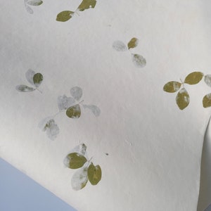 20" x 30" Green leaf embossed Handmade White Color Paper Card Stock - A1 Himalayan Handmade Paper image 3