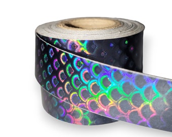 Rainbow Peacock Feathers Design Holographic Decorative Reflective Tape 3/4" x 40 Feet