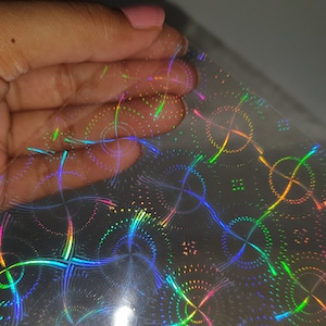 10 Pattern Holographic Transparent Self Adhesive Overlay Film A4 Sheet ...