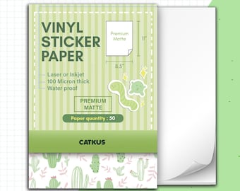 8.5x11 Matte White Self Adhesive Vinyl Sticker Paper - Matte Label Paper/Adhesive Sheets/Waterproof Paper/A4