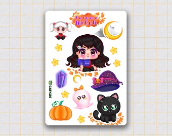 Halloween Sticker Sheet - Spooky stickers, scary stickers, Journaling Stickers, Scrapbook Stickers, Fall Stickers, Seasonal stickers, Autumn