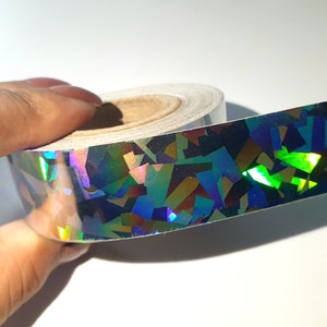 Taśma dekoracyjna odblaskowa Broken Glass Silver Holographic Masking 3/4" x 40 stóp