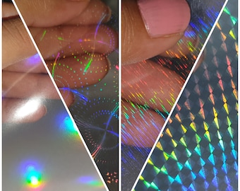 4 Pattern Holographic Transparent Self Adhesive Overlay Film A4 Sheet - Vinyl Holographic Cold Lamination Film for Sticker and Label