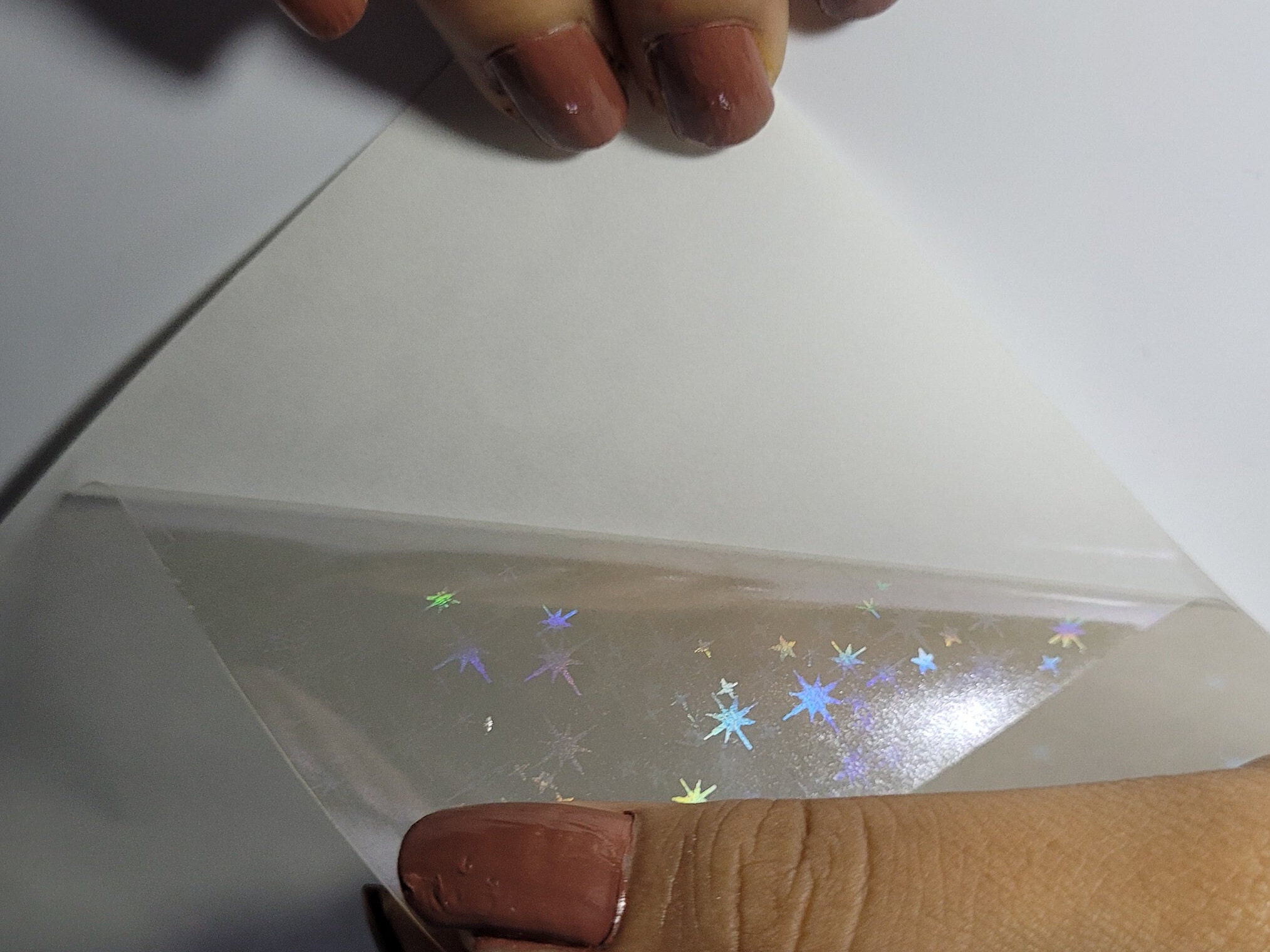 Star Holographic Transparent Self Adhesive Overlay Film A4 Sheet ...