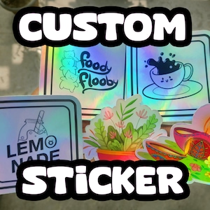 Custom Die Cut Holographic Laminated Sticker Any Shape Any Color For Your Business - Custom Labels Packaging, Custom Thank You Card