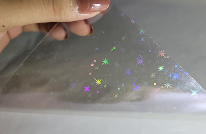 Star Holographic Transparent Self Adhesive Overlay Film A4 Sheet ...