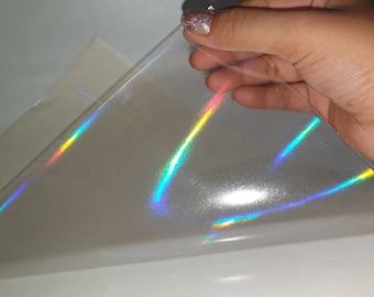 Vertical Oil Slick Rainbow Holographic Transparent Self Adhesive Overlay Film A4 Sheet - Vinyl Holographic Sticker