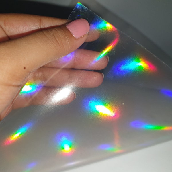 Oil slick Rainbow Holographic Transparent Self Adhesive Overlay Film A4 Sheet - Vinyl Holographic Sticker