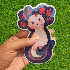 Axolotl holografische gestanste sticker - vinyl sticker | Waterdichte stickers | Beste vriend cadeau | Laptopstickers