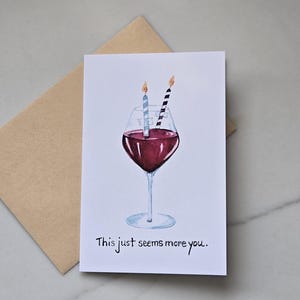 Funny Wine Birthday Card, Birthday Card for Friend, Funny Birthday Card, Blank Card