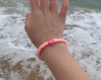 Pink fruit bead clay bead bracelet!