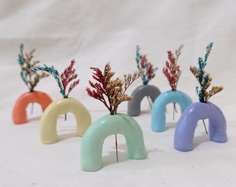 Set of 6 : Mini Vases Clay Pastel Colors