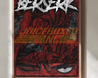 Poster di un guerriero dark fantasy, stampa artistica da parete in stile anime medievale.