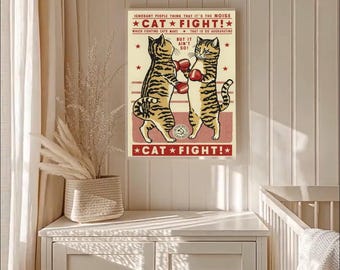 Funny Cat Print Quirky Animal Wall Art