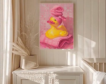 Cute Spa Rubber Duck Poster Funny Bathroom Wall Art