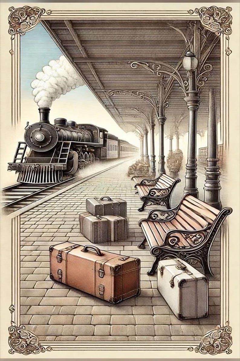 Vintage Steam Train Station Poster Wall Art - Etsy