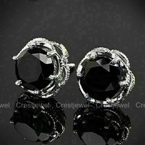 Stud Earrings, Solitaire Stud Earrings, 14K White Gold, 3.5 Ct Black Diamond, Engagement Stud Earrings, shops Flower Shape Earrings, Gold Earrings