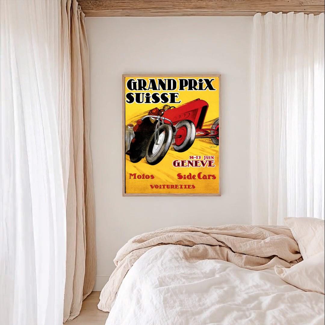 Grand Prix Suisse Racing Poster Vintage 1920s Automobile Art Print ...