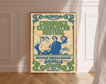 creedence clearwater revival 1970 live concert poster classic rock memorabilia