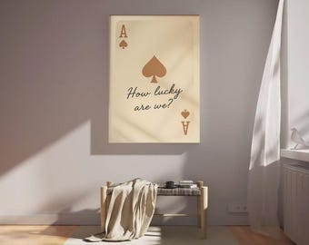 Aas-kaart kunstprint vintage speelkaart poster motiverende quote muurdecoratie preppy trendy stijl