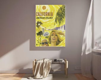 original american airlines california poster vintage aviation print