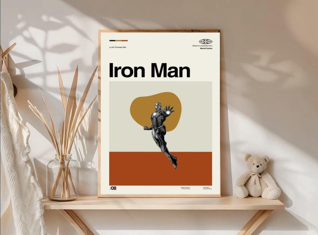 Vintage Iron Man Poster Retro Marvel Movie Print Midcentury Wall Art - Etsy