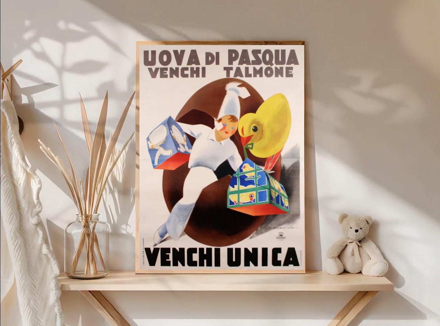 リプロダクトポスター L.VoisinCafés-Chocolats復刻1935 Italian Venchi Chocolate Vintage Poster Mid Century Modern Wall
