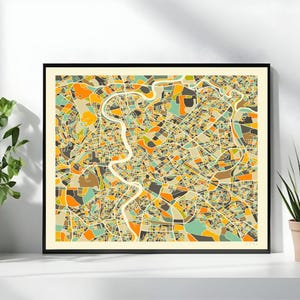 Arte impressa do mapa de Roma, decoração de casa para quem gosta de decorar, pôster de decoração de parede
