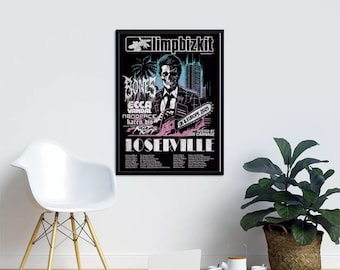 Affiche du concert de la tournée HOT Limp Bizkit 2025 au Royaume-Uni, affiche de décoration murale de mars, avril