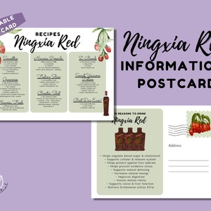 Ningxia Rot druckbare Postkarte | Ningxia Rot Rezepte | Ningxia Rote Informationskarte | Wolfsbeere Ergänzung von Young Living | 5x7 Postkarte
