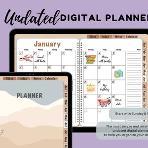 Planner digitale Goodnotes non datato, Notability Planner, Planner per iPad, Planner mensile con collegamento ipertestuale, Planner giornaliero, Planner settimanale