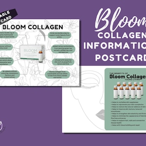 Bloom Collagen Printable Postkarte, Bloom Collagen Ergänzung, Bloom Collagen Informationskarte, Collagen Vorteile, Haut Collagen, Postkarte