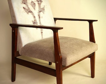 Vintage armchair wood living Room chair Horde banner version World of Warcraft design