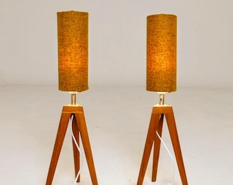 Paar lampen teakhout Moutarde 1960 midden van de eeuw modern design