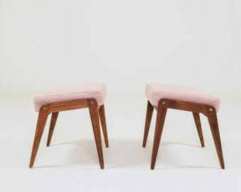 Scandinave kids chair pink bouclé set of 2 stools