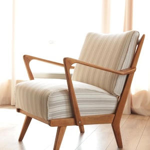 Vintage armchair Knoll beige stripes 1950 mid century modern living Room chairs