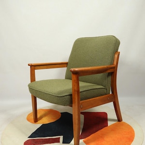 Scandinavian armchair green boucle mid century modern design 1970 oryginal vintage armchair