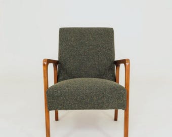 Vintage Armchair avocado green granola Mid-Century Modern design 1960