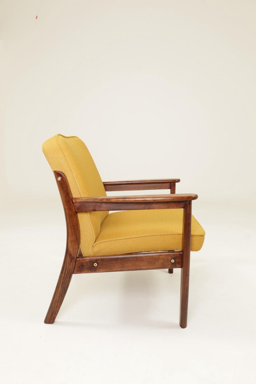 Fauteuil Vintage Velours Jaune Moelleux, Salon, Design Moderne, 1960, Fauteuil De Patio