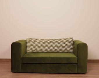 Minimalist sofa 2 places deep green olive MCM design