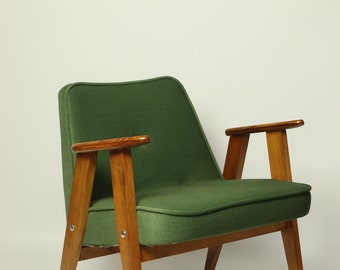 Living Room armchair Scandinavian design by Chierowski 1962 bottle green light oak wood living room armchair longue chair Boho style