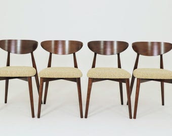 Dining chairs set of 4 scandinave design white  green fabric wooden chairs japandi style