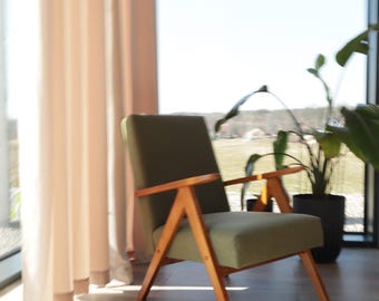 Scandinavian armchair zig zag olive green  mid century modern design 1970